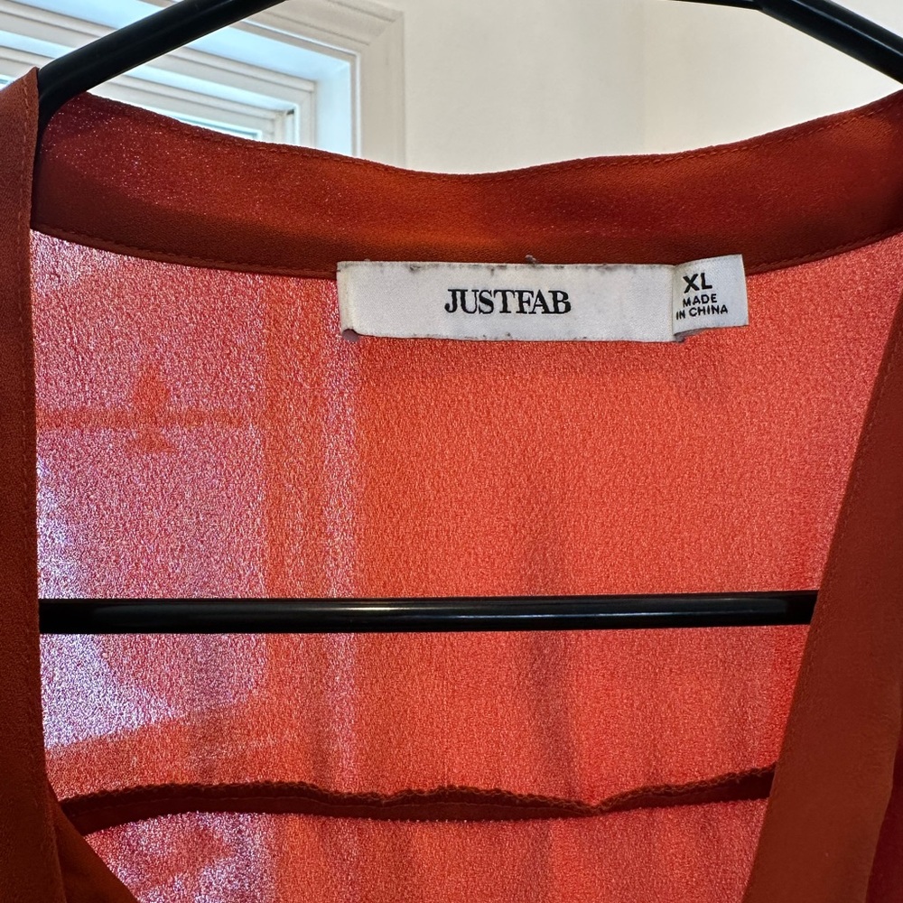 XL Rust Orange Sheer Blouse - Picture 2 of 4